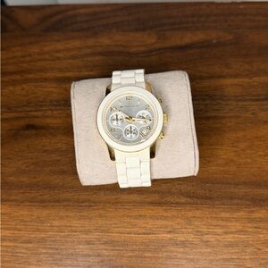 Michael Kors Gold and White Chronograph Watch
